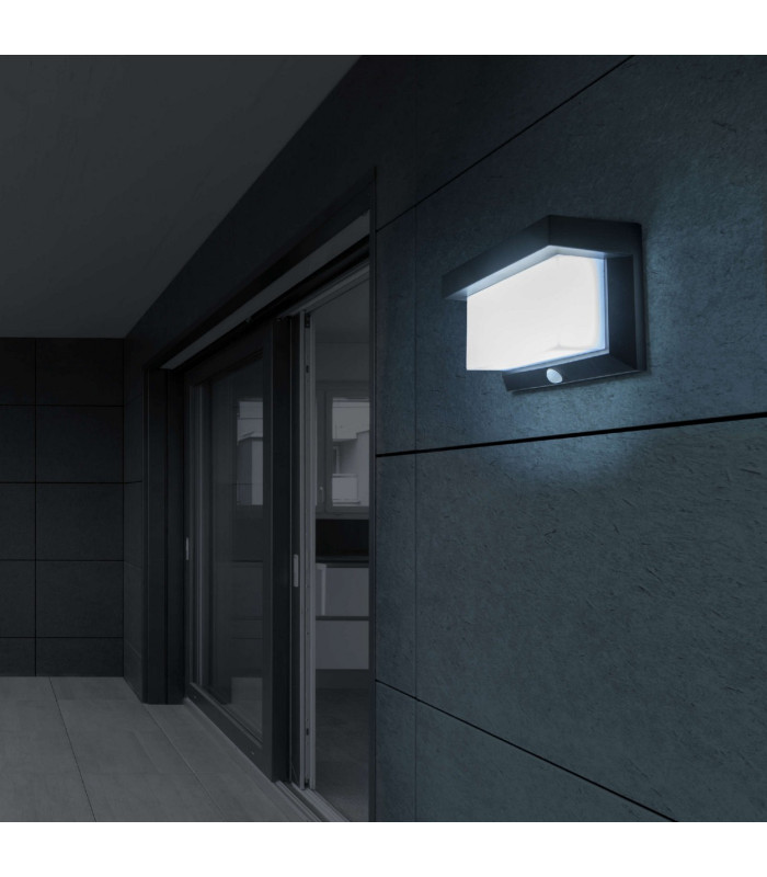 Aurel LED Solar Outdoor Motion Sensor Wall Lamp Black PIR + Dusk to Dawn Sensor 7000K IP44-3