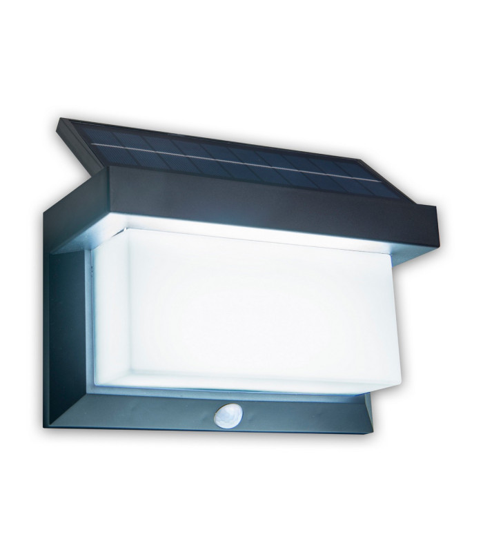Aurel LED Solar Outdoor Motion Sensor Wall Lamp Black PIR + Dusk to Dawn Sensor 7000K IP44-11