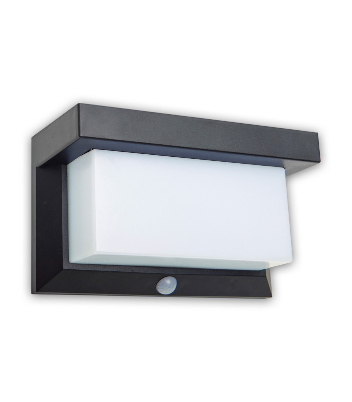 Aurel LED Solar Outdoor Motion Sensor Wall Lamp Black PIR + Dusk to Dawn Sensor 7000K IP44-12