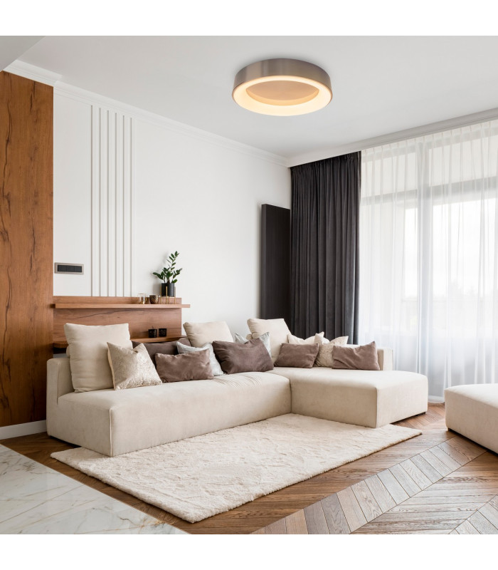 Multo Dimmable CCT Integrated LED Semi Flush Ceiling Light Satin Nickel 2650-6520K Remote Control-2