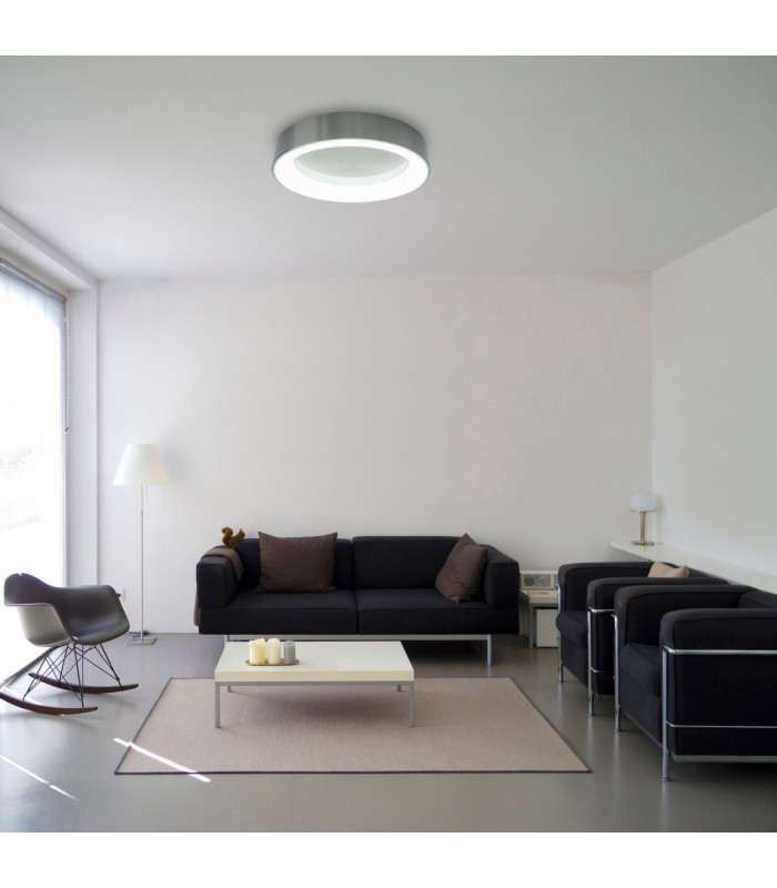 Multo Dimmable CCT Integrated LED Semi Flush Ceiling Light Satin Nickel 2650-6520K Remote Control-3