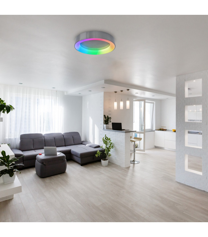 Multo Dimmable CCT Integrated LED Semi Flush Ceiling Light Satin Nickel 2650-6520K Remote Control-5