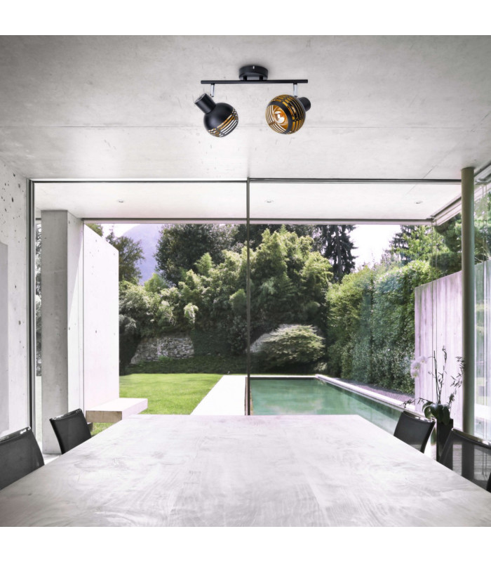 Casco Twin Ceiling Spotlight Black 2xE27-2