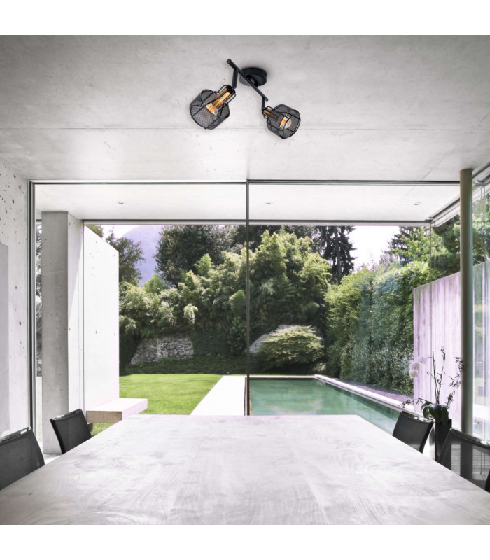 Foro Twin Ceiling Spotlight Black 2xE14-2