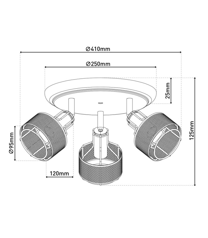 Foro Ceiling Spotlight Clusters Black 3xE14-3