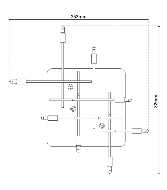 Ancona Semi Flush Ceiling Light Brass 11xG9-4