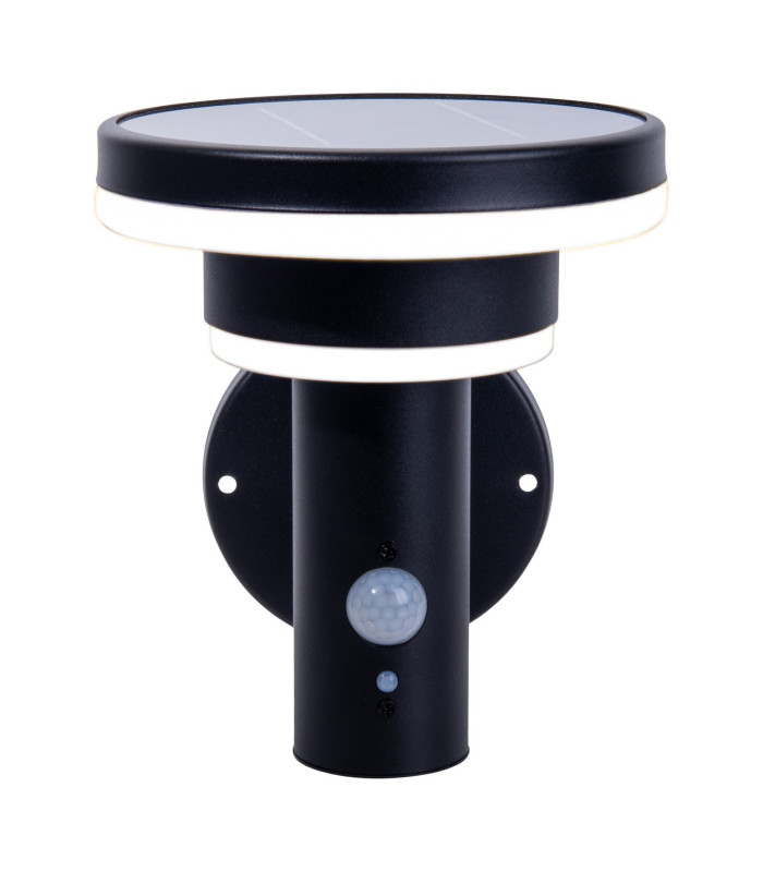 Nora Dimmable LED Solar Outdoor Motion Sensor Wall Lamp Black PIR + Dusk to Dawn Sensor 3000K IP44-9