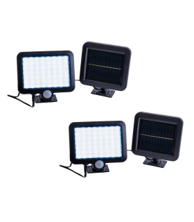 Pepe Set of 2 Twin Solar Outdoor Motion Sensor Wall Lamp Black PIR + Dusk to Dawn Sensor 12000K IP44-1