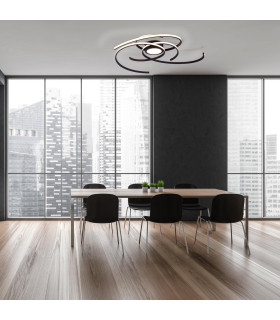 Radon Dimmable Integrated LED Semi Flush Ceiling Light Black 2900K-2