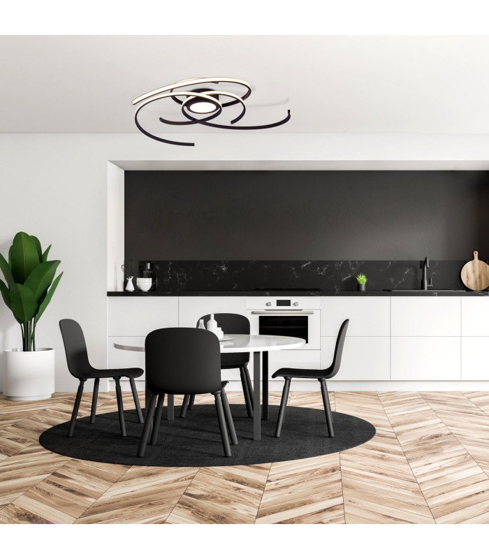 Radon Dimmable Integrated LED Semi Flush Ceiling Light Black 2900K-3
