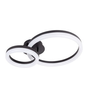 Circulo Dimmable LED Twin Ring Flush Ceiling Light Black 2900K-1