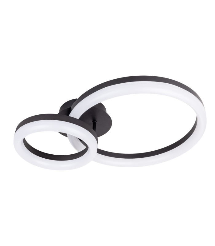 Circulo Dimmable LED Twin Ring Flush Ceiling Light Black 2900K-1