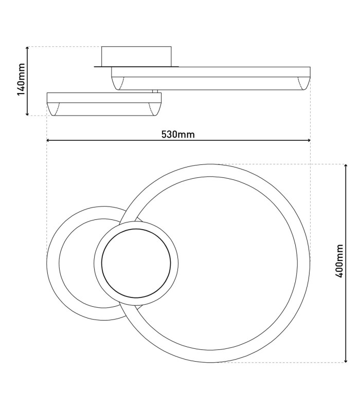 Circulo Dimmable LED Twin Ring Flush Ceiling Light Black 2900K-3