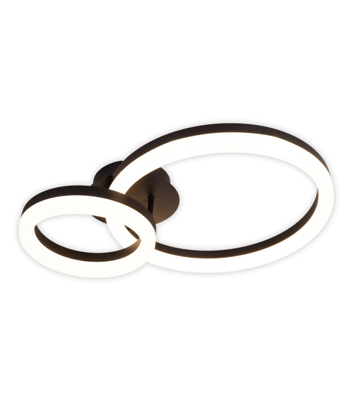 Circulo Dimmable LED Twin Ring Flush Ceiling Light Black 2900K-4