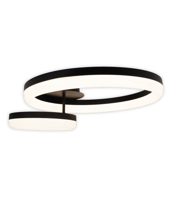 Circulo Dimmable LED Twin Ring Flush Ceiling Light Black 2900K-6