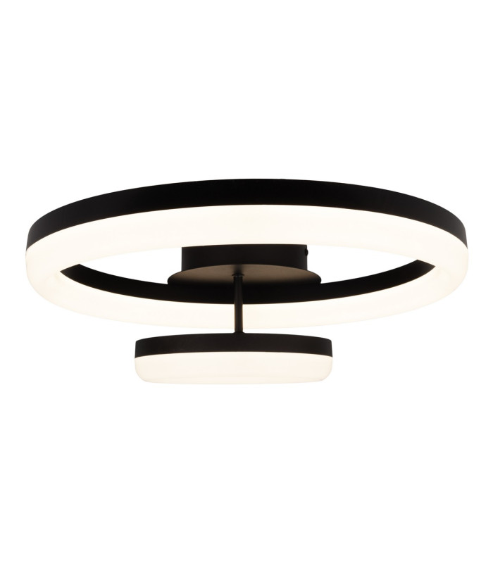Circulo Dimmable LED Twin Ring Flush Ceiling Light Black 2900K-8