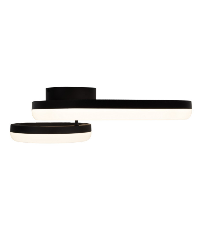 Circulo Dimmable LED Twin Ring Flush Ceiling Light Black 2900K-12