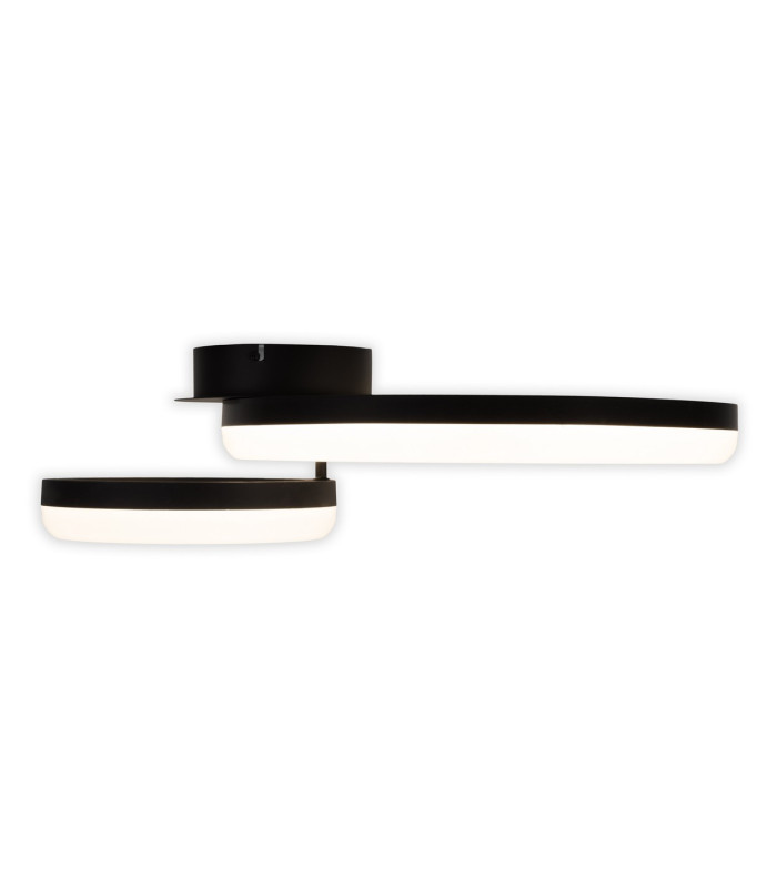 Circulo Dimmable LED Twin Ring Flush Ceiling Light Black 2900K-14