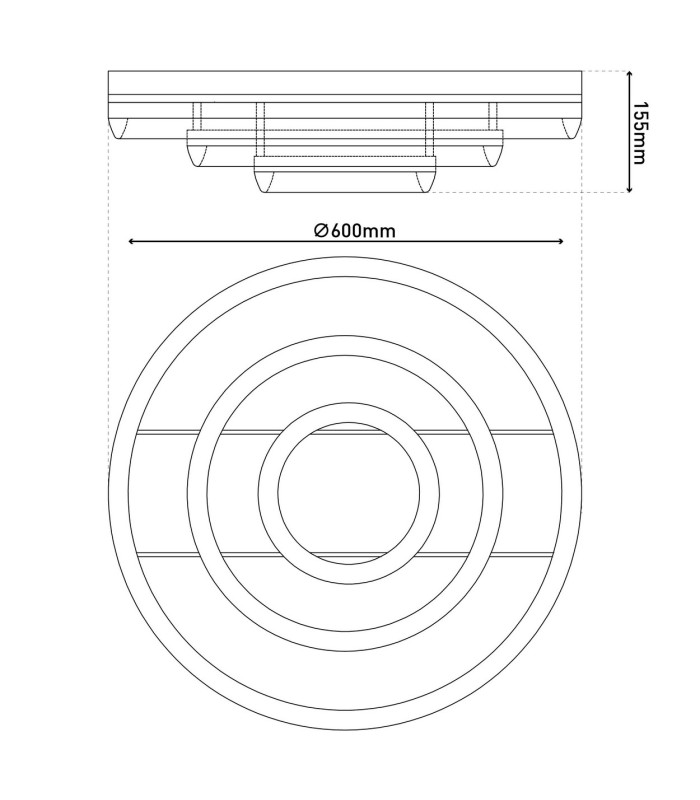 Circulo Dimmable LED Triple Ring Flush Ceiling Light Black 2900-4100K Remote Control-3