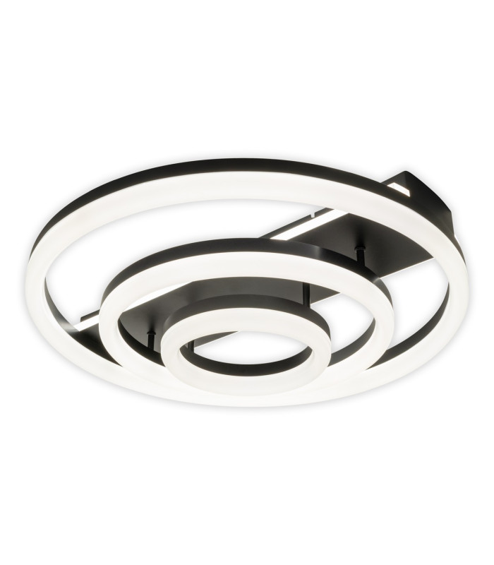Circulo Dimmable LED Triple Ring Flush Ceiling Light Black 2900-4100K Remote Control-4