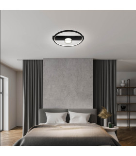 Cimo Dimmable LED Flush Ceiling Light Black 3000K-2