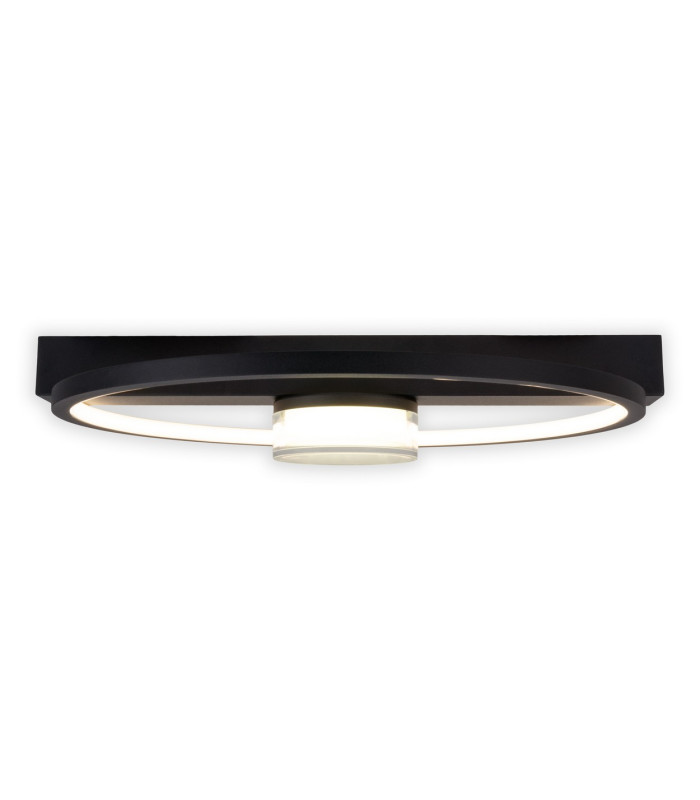 Cimo Dimmable LED Flush Ceiling Light Black 3000K-14