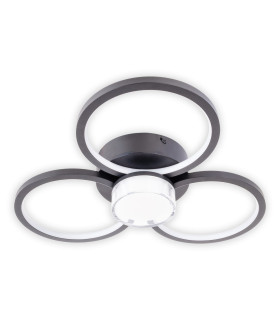 Cimo Dimmable LED Triple Ring Flush Ceiling Light Black 3000K-1