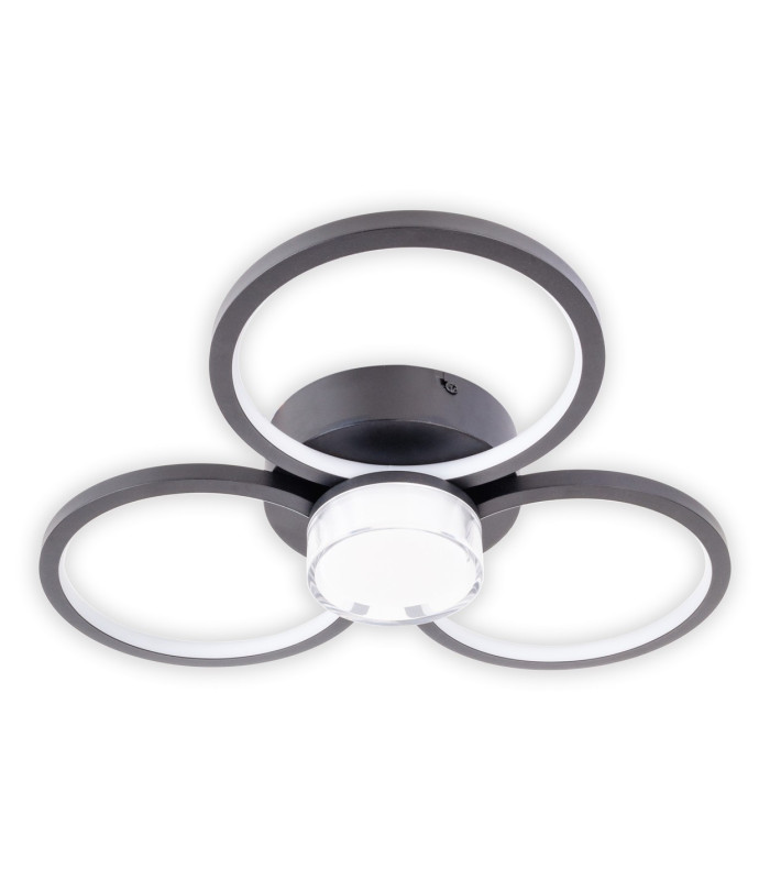 Cimo Dimmable LED Triple Ring Flush Ceiling Light Black 3000K-1