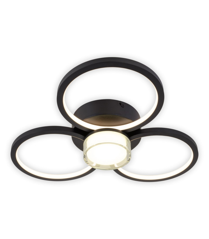 Cimo Dimmable LED Triple Ring Flush Ceiling Light Black 3000K-4