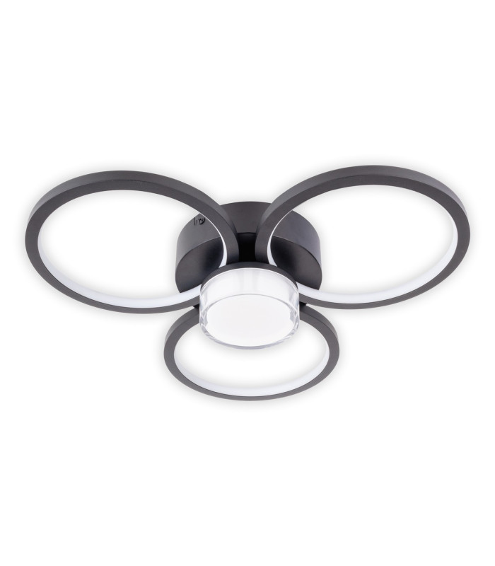 Cimo Dimmable LED Triple Ring Flush Ceiling Light Black 3000K-5