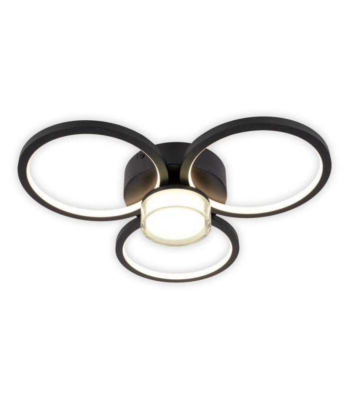 Cimo Dimmable LED Triple Ring Flush Ceiling Light Black 3000K-6