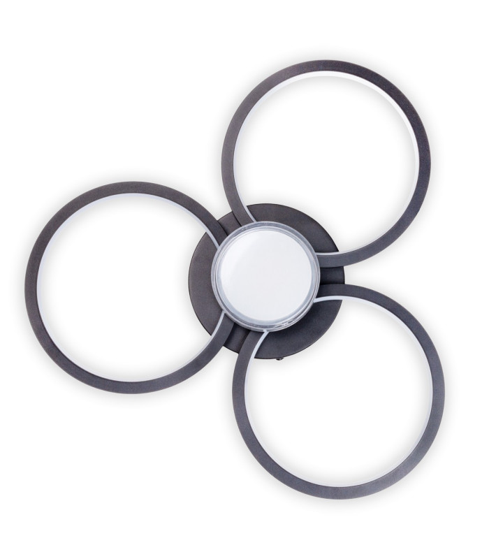 Cimo Dimmable LED Triple Ring Flush Ceiling Light Black 3000K-7