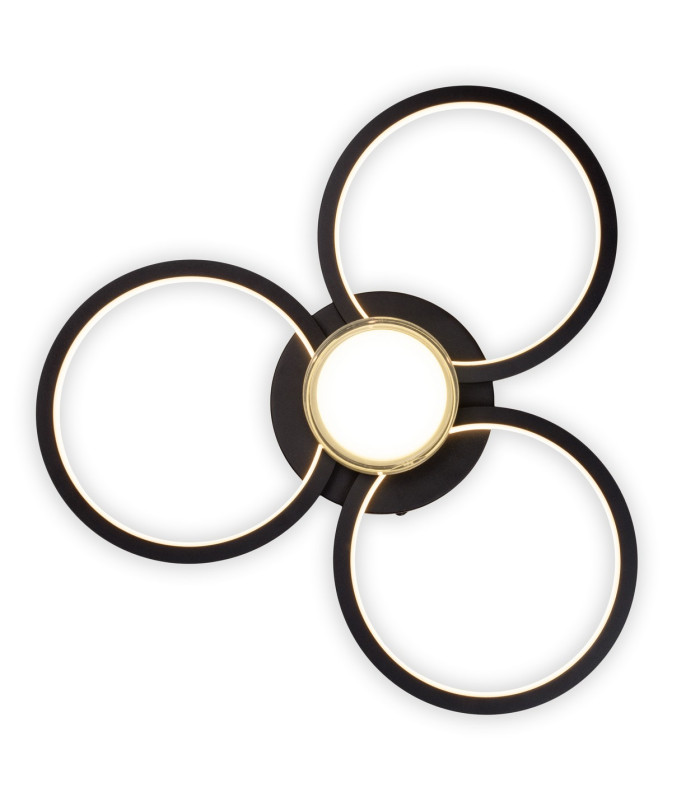 Cimo Dimmable LED Triple Ring Flush Ceiling Light Black 3000K-8