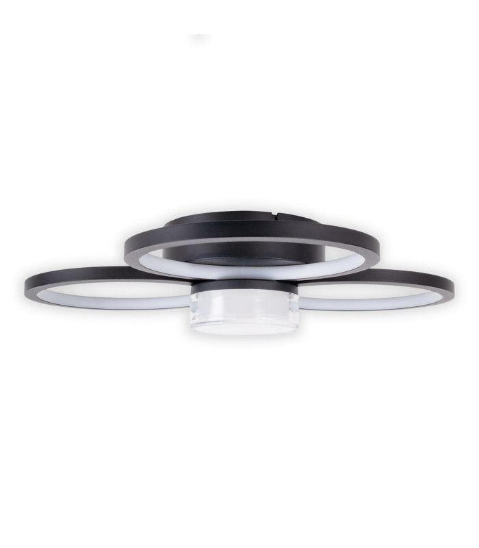 Cimo Dimmable LED Triple Ring Flush Ceiling Light Black 3000K-11