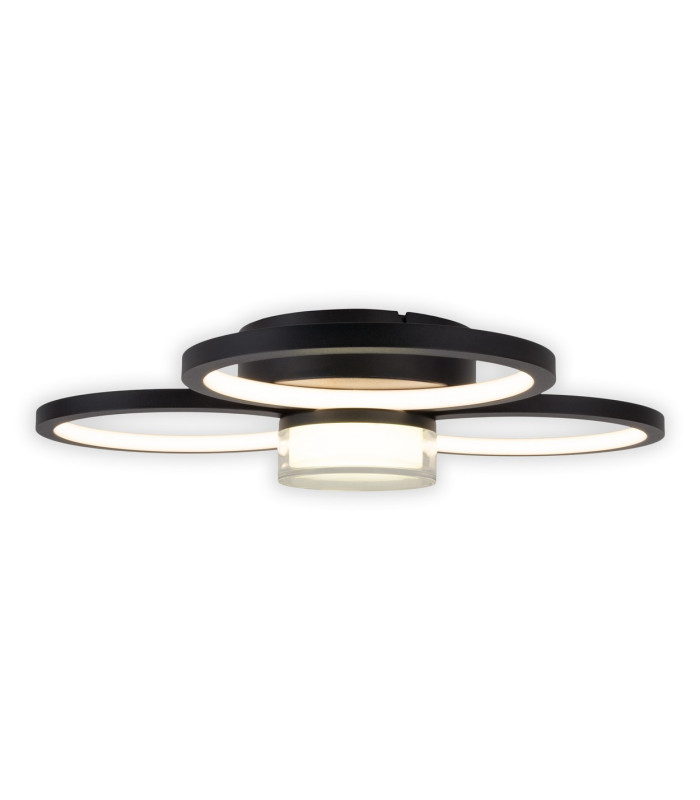 Cimo Dimmable LED Triple Ring Flush Ceiling Light Black 3000K-12