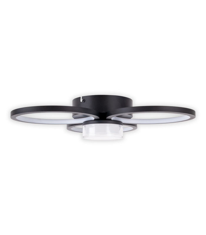 Cimo Dimmable LED Triple Ring Flush Ceiling Light Black 3000K-13