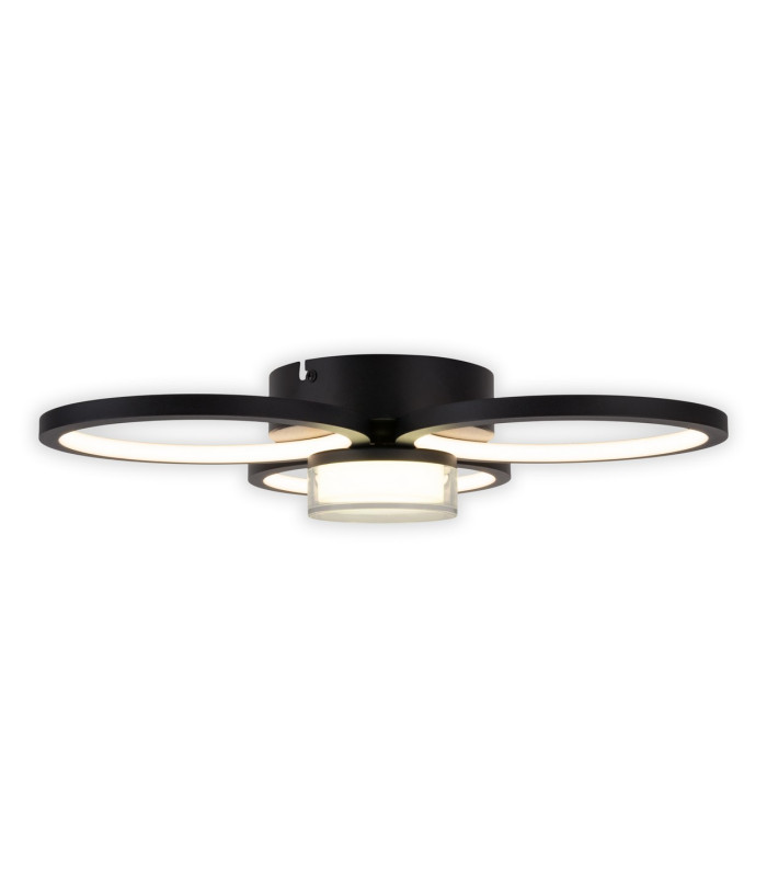 Cimo Dimmable LED Triple Ring Flush Ceiling Light Black 3000K-14