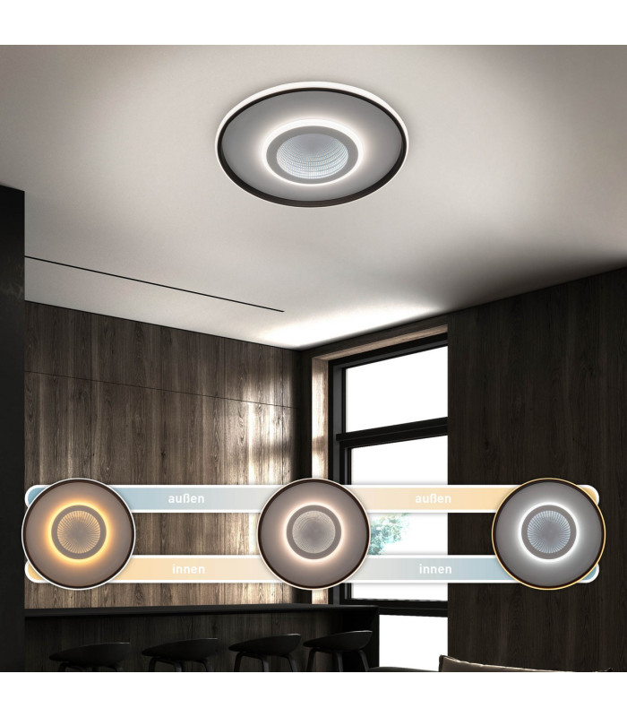 Redona Dimmable Integrated LED Semi Flush Ceiling Light Black 3000-6500K Remote Control-4