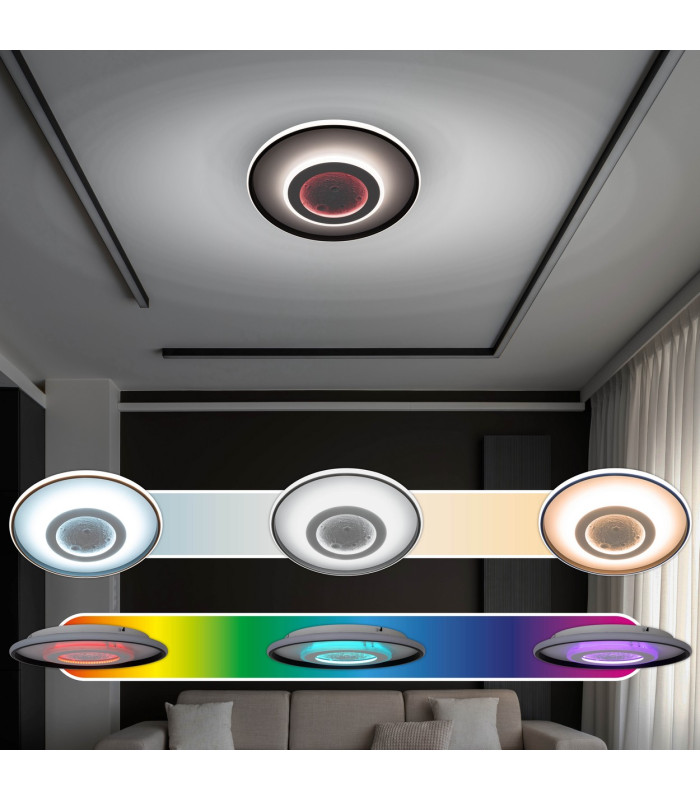 Livana Dimmable CCT Integrated LED Semi Flush Ceiling Light Black 3000-6500K Remote Control-9