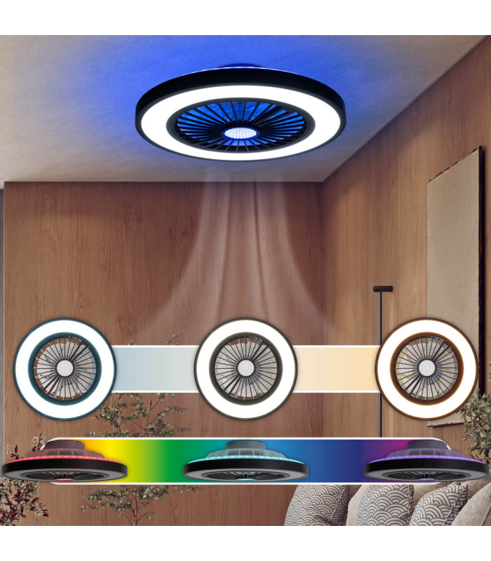 Arioso Dimmable LED CCT Ceiling Fan Black 3000-6500K Remote Control Timer Function-4