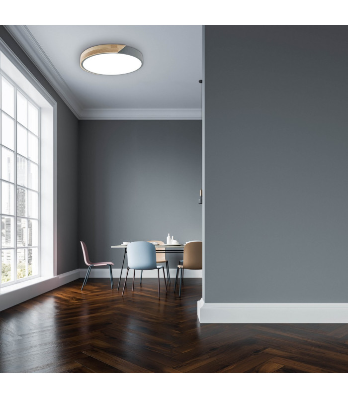 Borneo Dimmable LED Flush Ceiling Light Grey Remote Control-3