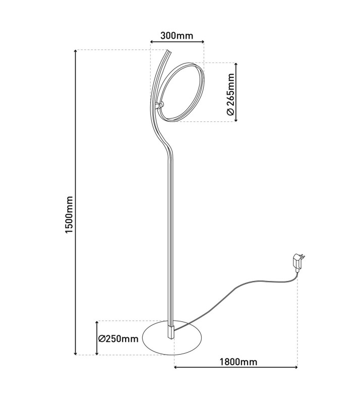 Loop Line Dimmable LED Integrated Floor Lamp Steel-Blank 3000K Touch sensor-3