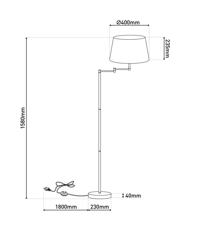 Bologna Floor Lamp with Tapered Shade Beige 1xE27-3