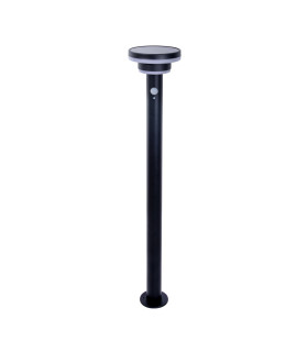 Nora LED 86cm Solar Outdoor Bollard Black PIR + Dusk to Dawn Sensor 3000K IP44-1