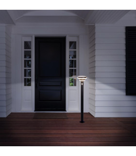 Nora LED 86cm Solar Outdoor Bollard Black PIR + Dusk to Dawn Sensor 3000K IP44-2