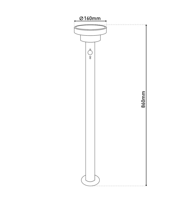 Nora LED 86cm Solar Outdoor Bollard Black PIR + Dusk to Dawn Sensor 3000K IP44-4