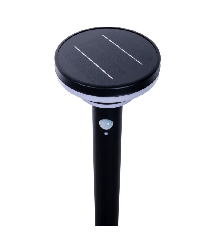 Nora LED 86cm Solar Outdoor Bollard Black PIR + Dusk to Dawn Sensor 3000K IP44-6