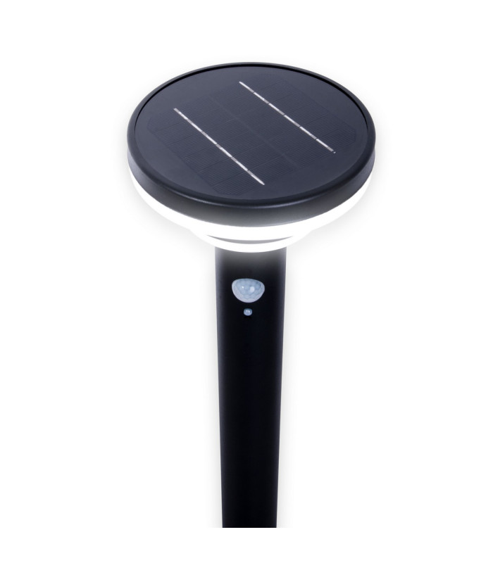 Nora LED 86cm Solar Outdoor Bollard Black PIR + Dusk to Dawn Sensor 3000K IP44-7