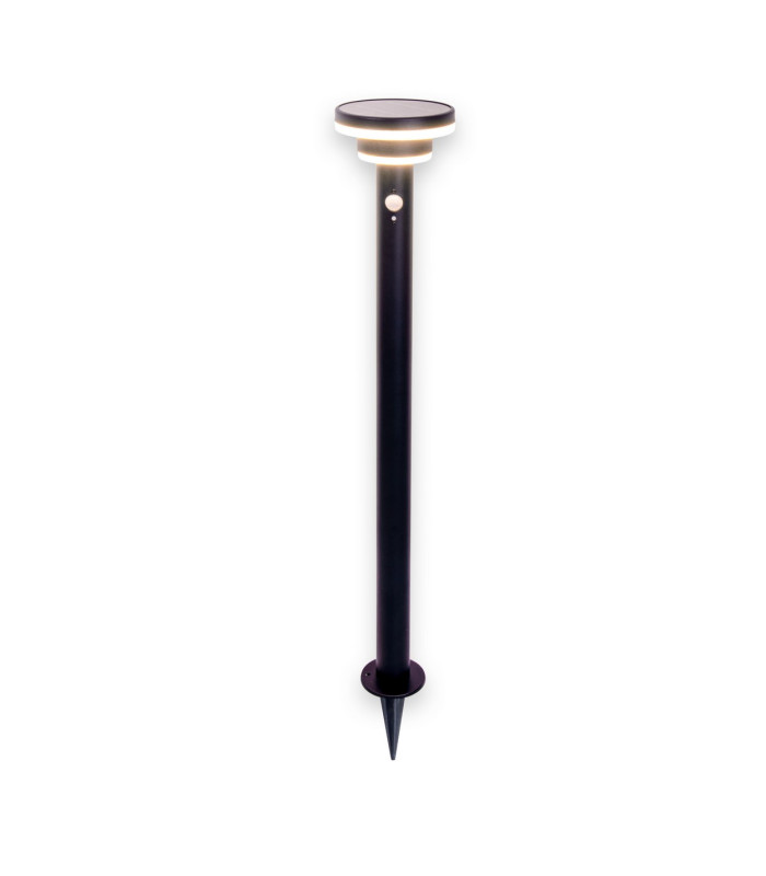 Nora LED 86cm Solar Outdoor Bollard Black PIR + Dusk to Dawn Sensor 3000K IP44-8