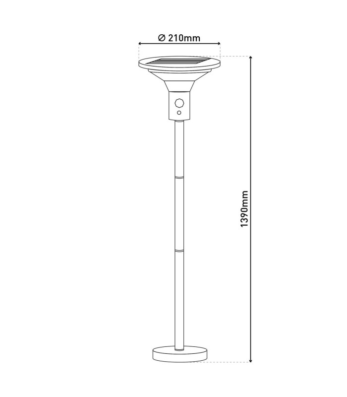 Nora Dimmable LED 139cm Solar Outdoor Bollard Black PIR + Dusk to Dawn Sensor 3000K IP44-4